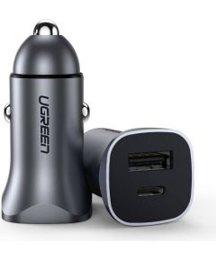 UGREEN car charger CD130, USB, USB-C, 24W (grey)