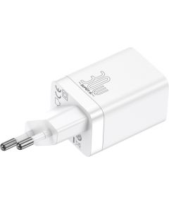 (Ir veikalā) Baseus Super Si Pro Quick Charger USB + USB-C 30W (white)