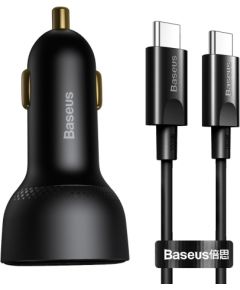 Baseus Superme Car charger, USB, USB-C, 100W + USB-C cable (black)