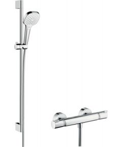 Hansgrohe Croma Select E Vario rokas dušas klausule ar dušas stieni 0.90m un termostatu, balts/hroms