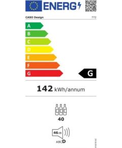 Caso Wine cooler WineChef Pro 40 Energy efficiency class G, Free standing, Bottles capacity Up to 40 bottles, Cooling type Compressor technology, Silver