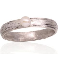 Серебряное кольцо #2101738(Matt+POx-MattBk)_PE, Серебро	925°, оксид (покрытие), Жемчуг , Размер: 17.5, 2.3 гр.