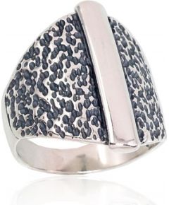 Серебряное кольцо #2101674(POx-Bk), Серебро	925°, оксид (покрытие), Размер: 18.5, 6.5 гр.