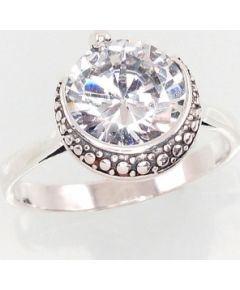 Серебряное кольцо #2101409(POx-Bk)_CZ, Серебро	925°, оксид (покрытие), Цирконы , Размер: 18, 3 гр.