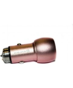 Evelatus Universal Car Charger ECC01 PINK 2USB port 3.1A with stainless steel escape tool Pink