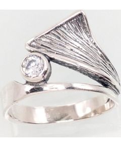 Серебряное кольцо #2101407(POx-Bk)_CZ, Серебро	925°, оксид (покрытие), Цирконы , Размер: 17, 3.4 гр.
