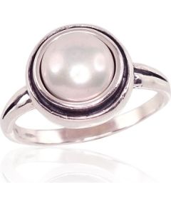 Серебряное кольцо #2100949(POx-Bk)_PE, Серебро	925°, оксид (покрытие), Жемчуг , Размер: 18.5, 4 гр.
