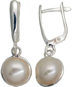 Серебряные серьги на английском замке #2203551_PE, Серебро	925°, Жемчуг , 6.2 гр. Ar "angļu" slēdzēju