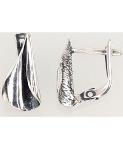 Серебряные серьги на английском замке #2202483(POx-Bk), Серебро	925°, оксид (покрытие), 2.4 гр.