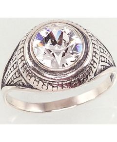 Серебряное кольцо #2100947(POx-Bk)_SV, Серебро	925°, оксид (покрытие), Кристаллы swarovski , Размер: 16.5, 3.9 гр.