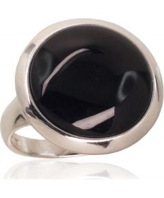 Серебряное кольцо #2101727(PRh-Gr)_ON, Серебро	925°, родий (покрытие), Оникс , Размер: 17.5, 6.2 гр.