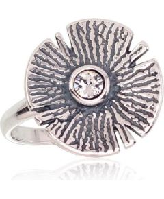 Серебряное кольцо #2101684(POx-Bk)_SV, Серебро	925°, оксид (покрытие), Кристаллы swarovski , Размер: 17, 2.7 гр.