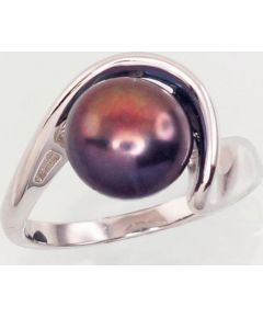 Серебряное кольцо #2101456(PRH-GR)_PE-BK, Серебро	925°, родий (покрытие),  Жемчуг , Размер: 17.5, 4 гр.