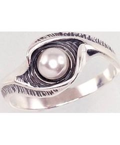 Серебряное кольцо #2100931(POX-BK)_PE, Серебро	925°, оксид (покрытие), Жемчуг , Размер: 17, 2.8 гр.