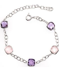 Sudraba aproce #2600126(PRH-GR)_AM+KZPI, Sudrabs	925°, rodijs (pārklājums), Ametists , Rozā kvarcs , 6.3 gr.  "Orio" kolekcija