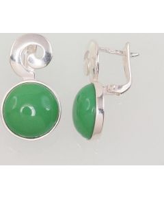 Серебряные серьги #2202853_PC-LG, Серебро	925°, Светло-зеленый Пластик , 5.4 гр.