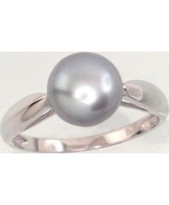 Серебряное кольцо #2101458(PRH-GR)_PE-GR, Серебро	925°, родий (покрытие),  Жемчуг , Размер: 16.5, 2.2 гр.