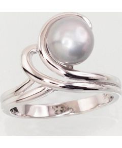 Серебряное кольцо #2101457(PRH-GR)_PE-GR, Серебро	925°, родий (покрытие),  Жемчуг , Размер: 17.5, 3.5 гр.