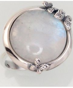 Серебряное кольцо #2101449(POX-BK)_MS, Серебро	925°, оксид (покрытие), Лунный камень , Размер: 18, 6 гр.