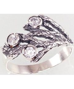 Серебряное кольцо #2100928(POX-BK)_CZ, Серебро	925°, оксид (покрытие), Цирконы , Размер: 17, 3 гр.