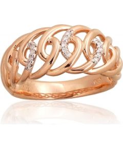 Золотое кольцо #1101017(Au-R+PRh-W)_DI, Красное Золото	585°, родий (покрытие) , Бриллианты (0,05Ct), Размер: 17, 4.1 гр.
