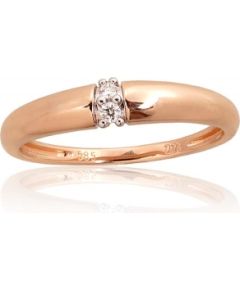 Золотое кольцо #1101016(Au-R+PRh-W)_DI, Красное Золото	585°, родий (покрытие) , Бриллианты (0,03Ct), Размер: 17, 1.72 гр.