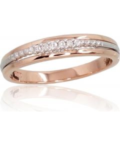 Золотое кольцо #1100695(Au-R+Au-W)_DI, Красное/Белое Золото	585°, Бриллианты (0,045Ct), Размер: 16.5, 2.18 гр.