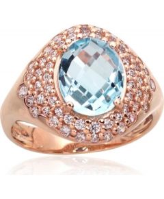 Золотое кольцо #1100961(Au-R)_CZ+TZLB, Красное Золото	585°, Цирконы , Небесно-голубой топаз , Размер: 19, 5.94 гр.