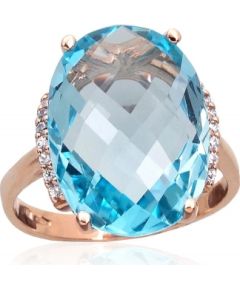 Золотое кольцо #1100965(Au-R)_CZ+TZLB, Красное Золото	585°, Цирконы , Небесно-голубой топаз , Размер: 20, 6.49 гр.