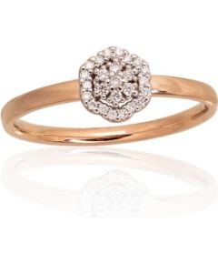 Золотое кольцо #1100944(Au-R+PRh-W)_DI, Красное Золото	585°, родий (покрытие) , Бриллианты (0,085Ct), Размер: 17, 1.85 гр.