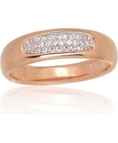 Золотое кольцо #1100949(Au-R+PRh-W)_DI, Красное Золото	585°, родий (покрытие) , Бриллианты (0,12Ct), Размер: 17, 3.37 гр.