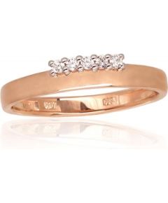 Золотое кольцо #1100948(Au-R+PRh-W)_DI, Красное Золото	585°, родий (покрытие) , Бриллианты (0,07Ct), Размер: 18, 1.79 гр.
