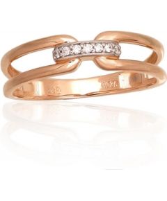 Золотое кольцо #1100946(Au-R+PRh-W)_DI, Красное Золото	585°, родий (покрытие) , Бриллианты (0,036Ct), Размер: 17.5, 2.21 гр.