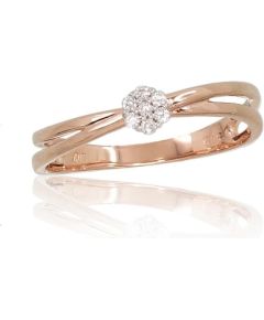 Золотое кольцо #1100691(Au-R+PRh-W)_DI, Красное Золото	585°, родий (покрытие) , Бриллианты (0,07Ct), Размер: 17, 2.01 гр.