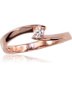 Золотое кольцо #1100381(Au-R)_DI, Красное Золото	585°, Бриллианты (0,09Ct), Размер: 18, 2.16 гр.
