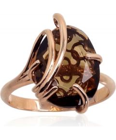 Золотое кольцо #1100915(Au-R)_KZSMSN, Красное Золото	585°, Дымчатый кварц (синт.) , Размер: 17.5, 3.19 гр.