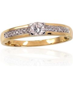 Золотое кольцо #1100190(Au-Y+PRh-W)_DI, Желтое Золото	585°, родий (покрытие) , Бриллианты (0,211Ct), Размер: 18, 1.83 гр.