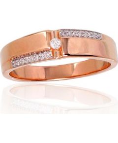 Золотое кольцо #1100907(Au-R+PRh-W)_DI, Красное Золото	585°, родий (покрытие) , Бриллианты (0,07Ct), Размер: 17, 3.06 гр.