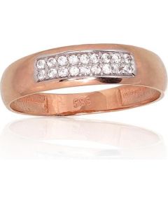 Золотое кольцо #1100880(Au-R+PRh-W)_CZ, Красное Золото	585°, родий (покрытие) , Цирконы , Размер: 15.5, 1.52 гр.
