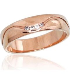 Золотое обручальное кольцо #1100543(AU-R)_CZ (Толщина кольца 5mm), Красное золото	585°, Цирконы , Размер: 16.5, 3.79 гр.