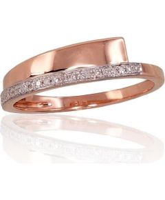 Золотое кольцо #1100759(AU-R+PRH-W)_DI, Красное золото	585°, родий (покрытие) , Бриллианты (0,063Ct), Размер: 17, 1.92 гр.