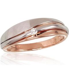 Золотое кольцо #1100651(AU-R+AU-W)_DI, Красное/Белое золото	585°, Бриллианты (0,03Ct), Размер: 17, 2.95 гр.