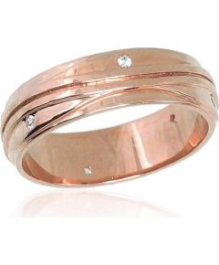Золотое обручальное кольцо #1100552(AU-R)_CZ (Толщина кольца 6mm), Красное золото	585°, Цирконы , Размер: 18, 5.66 гр.