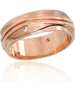 Золотое обручальное кольцо #1100544(AU-R)_CZ (Толщина кольца 6mm), Красное золото	585°, Цирконы , Размер: 18, 5.59 гр.