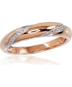 Золотое кольцо #1100658(AU-R+PRH-W)_DI, Красное золото	585°, родий (покрытие) , Бриллианты (0,066Ct), Размер: 17.5, 2.5 гр.