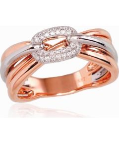 Золотое кольцо #1100530(AU-R+AU-W)_DI, Красное/Белое золото	585°, Бриллианты (0,195Ct), Размер: 18.5, 7.9 гр.