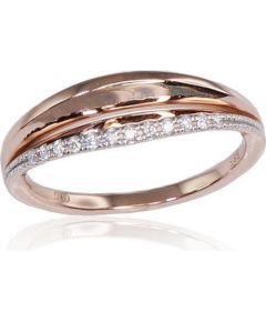 Золотое кольцо #1100163(AU-R+PRH-W)_DI, Красное золото	585°, родий (покрытие) , Бриллианты (0,05Ct), Размер: 17, 2.79 гр.