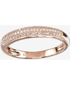 Золотое кольцо #1100121(AU-R)_DI, Красное золото	585°, Бриллианты (0,176Ct), Размер: 17, 2.19 гр.