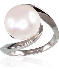 Zelta gredzens #1100117(AU-W)_PE, Baltais zelts	585°, Pērles , Izmērs: 18, 5.46 gr.