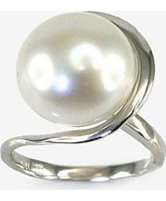 Золотое кольцо #1100057(AU-W)_PE, Белое золото	585°, Жемчуг , Размер: 17.5, 5.3 гр.